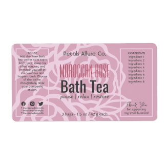 Elegant Dusky Ro Rosa Blommigt Bath Product Label Fraktsedel