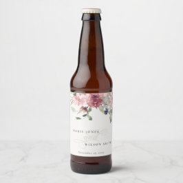 Elegant Dusky Ro Wildblomma Blommigt Bröllop Ölflaska Etikett