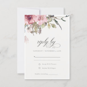 Elegant Dusky Ro Wildblomma Blommigt Bröllop OSA Kort