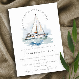 Elegant Dusky Sailboat Yacht Sjölandskap Birthday Inbjudningar