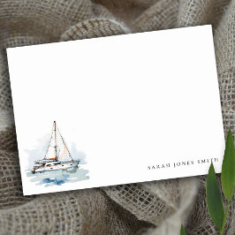 Elegant Dusky Sailboat Yacht Sjölandskap Bröllop Anteckningskort