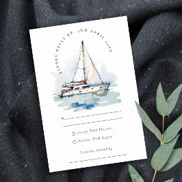 Elegant Dusky Sailboat Yacht Sjölandskap Bröllop OSA Kort