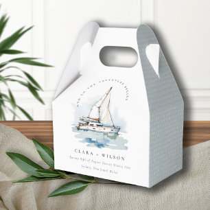Elegant Dusky Sailboat Yacht Sjölandskap Bröllop Presentaskar