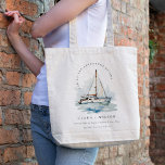 Elegant Dusky Sailboat Yacht Sjölandskap Bröllop Tygkasse<br><div class="desc">Om du behöver någon annan matchande produkt eller anpassning kan du skicka ett vänligt meddelande via Zazzle.</div>