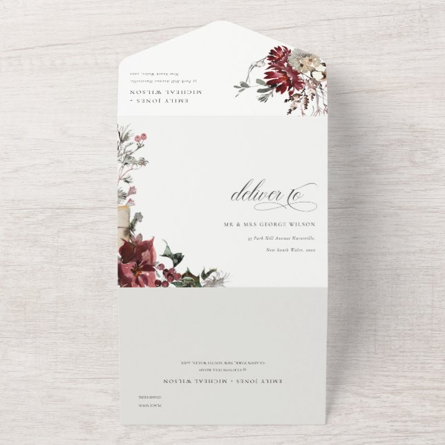 Elegant Dusky Warm Winter Festive Foliage Bröllop (Utsida)