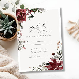 Elegant Dusky Warm Winter Festive Foliage Bröllop OSA Kort