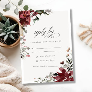 Elegant Dusky Warm Winter Festive Foliage Bröllop OSA Kort