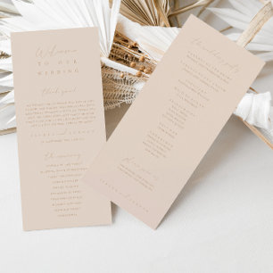Elegant Dusty Beige Rosa Bröllop Ceremony-programm