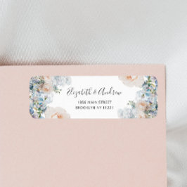 Elegant Dusty Blåa blommor Returadress Etikett
