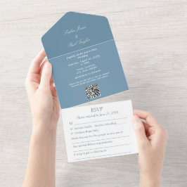 Elegant Dusty Blue Allt på en bröllopsinbjudan
