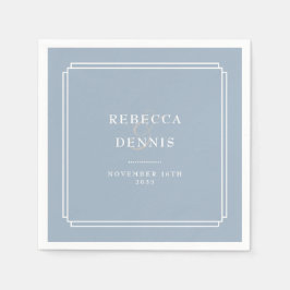 Elegant Dusty Blue Art Deco Bröllop Pappersservett