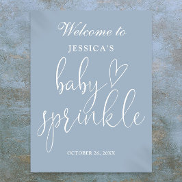 Elegant Dusty Blue Baby Sprinkle Välkomstskylt Poster