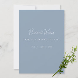 Elegant Dusty Blue Bachelorette Helg Card Inbjudningar