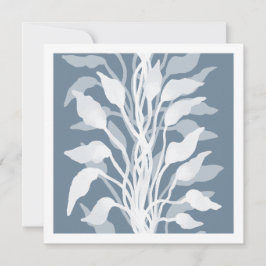 Elegant Dusty Blue blad Botanisk Silhuett Konst Anteckningskort