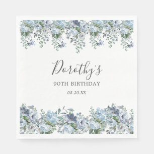 Elegant Dusty Blue Blommigt 90:e Anpassningsbar på Pappersservett