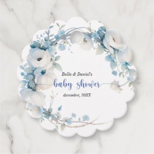 Elegant Dusty Blue Blommigt Baby Shower Gåvor Etiketter