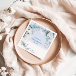 Elegant Dusty Blue Blommigt Baby Shower Pappersservett