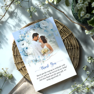 Elegant Dusty Blue Blommigt Baby Shower Tack Kort