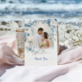 Elegant Dusty Blue Blommigt Baby Shower Tack Kort
