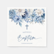 Elegant Dusty Blue Blommigt Baptism