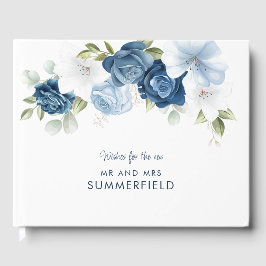 Elegant Dusty Blue Blommigt Bröllop Gästböcker