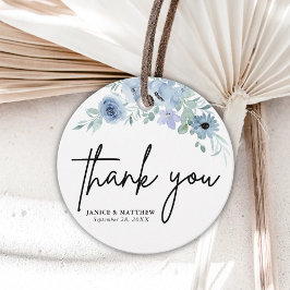 Elegant Dusty Blue Blommigt Bröllop Gåvor Etiketter
