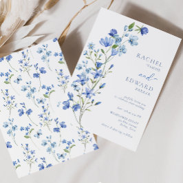 Elegant Dusty Blue Blommigt Bröllop Inbjudningar
