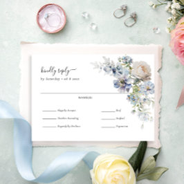 Elegant Dusty Blue Blommigt Bröllop Meal Choal OSA Kort