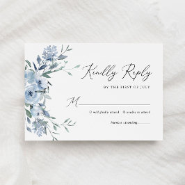 Elegant Dusty Blue Blommigt Bröllop OSA Kort