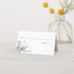 Elegant Dusty Blue Blommigt Bröllop Place Card Placeringskort