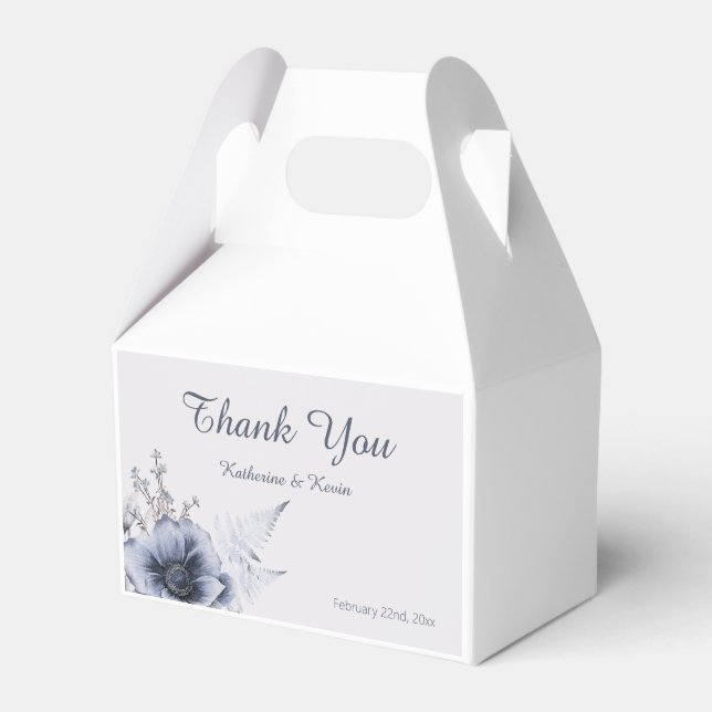 Elegant Dusty Blue Blommigt Bröllop Presentaskar (Framsidan Sidan)