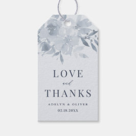 Elegant Dusty Blue Blommigt Bröllop Presentetikett