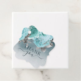 Elegant Dusty Blue Blommigt Bröllop Tack Gåvor Etiketter