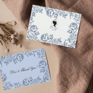 Elegant Dusty Blue Blommigt Bröllop Tack Kort
