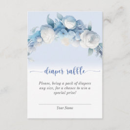 Elegant Dusty Blue Blommigt Diaper Raffle Tilläggskort