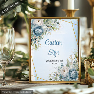 Elegant Dusty Blue Blommigt DIY Bröllop Anpassning Poster