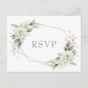 Elegant Dusty Blue Blommigt Greenery Watercolor OS Vykort