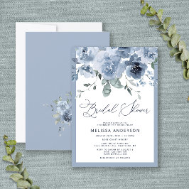 Elegant Dusty Blue Blommigt Inbjudningskort för mö