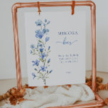 Elegant Dusty Blue Blommigt Möhippa Mimosa Pub Sig Poster<br><div class="desc">Dusty Blue Blommigt Möhippa Mimosa Pub Sign</div>