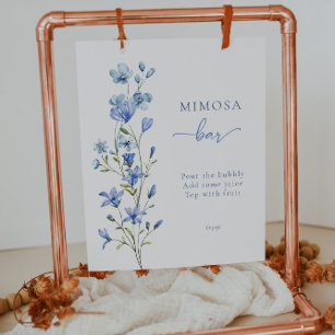 Elegant Dusty Blue Blommigt Möhippa Mimosa Pub Sig Poster