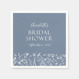 Elegant Dusty Blue Blommigt Möhippa Pappersservett