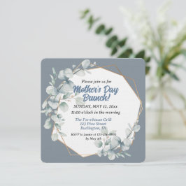 Elegant Dusty Blue Blommigt Mors dag Brunch Inbjudningar
