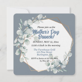 Elegant Dusty Blue Blommigt Mors dag Brunch Inbjudningar