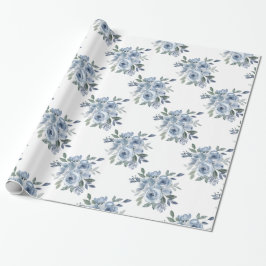 Elegant Dusty Blue-Blommigt Presentpapper