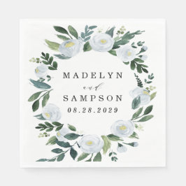 Elegant Dusty Blue Blommigt Rustic Garden Wedding Pappersservett