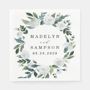Elegant Dusty Blue Blommigt Rustic Garden Wedding Pappersservett
