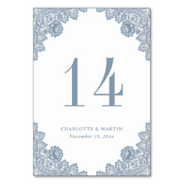 Elegant Dusty Blue Blommigt Snöre Bröllop Bordsnummer