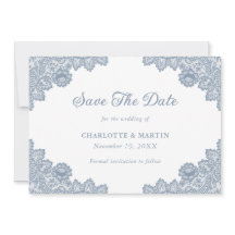 Elegant Dusty Blue Blommigt Snöre Bröllop