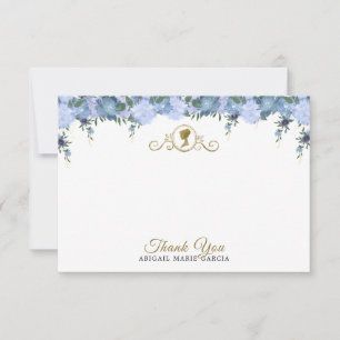 Elegant Dusty Blue Blommigt Victorian Möhippa Tack Kort
