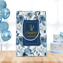 Elegant Dusty Blue Blommigt White Grattis på födel